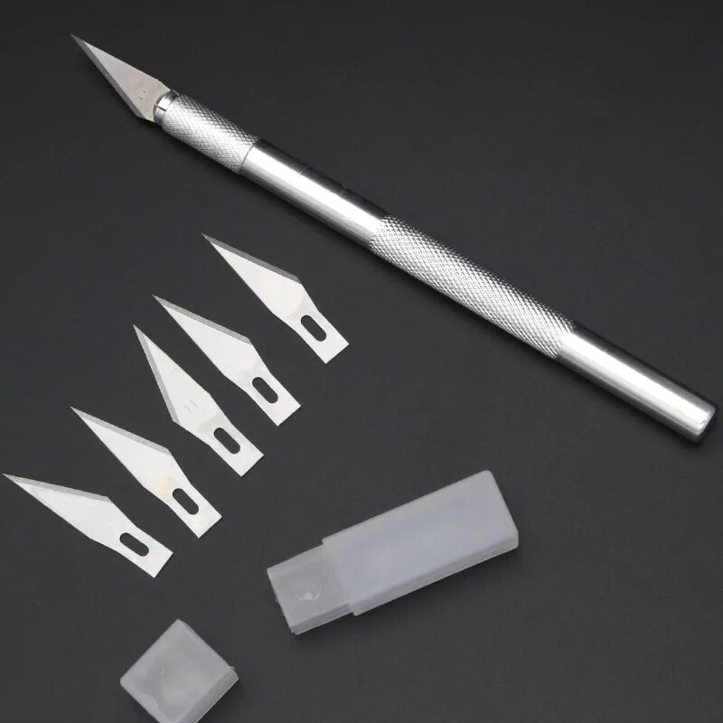 Нож скальпель лезвия. Канцелярный скальпель. Лезвия для скальпеля WLXY 10шт. Прямые. Скальпель со сменными лезвиями. Нож для моделирования.
