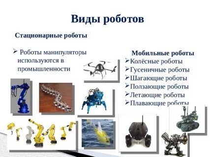 Сообщение о видах роботов
