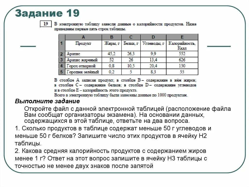 На основании информации содержащейся. Файл с данной электронной таблицей. Откройте файл с данной электронной таблицей. Задания ОГЭ таблицы. Решение задач с Эл таблицами ОГЭ.