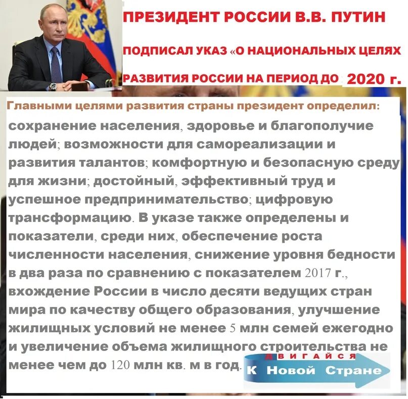 Какой указ подписал пенсионерам. Указ о национальных целях. Указ президента о национальных целях развития России до 2030 года.