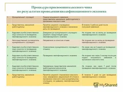 Муниципальная служба присвоение классного чина
