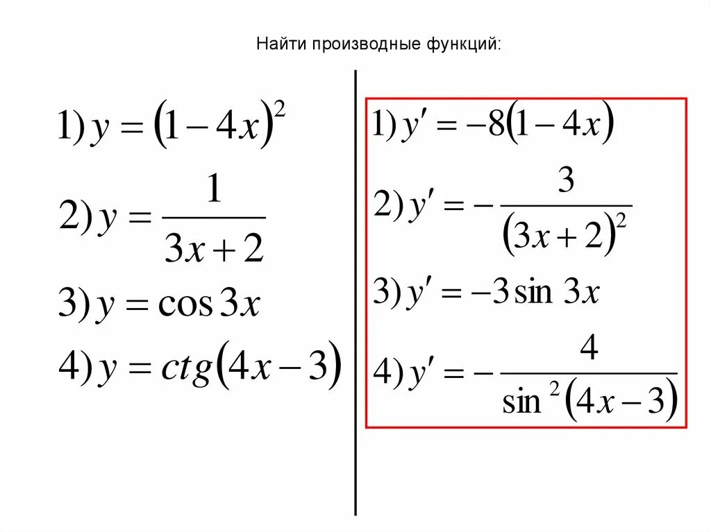 Вычислите производные y 3 x. Как найти производную. Найти производные следующих функций. Производная 4x. Тема производные.