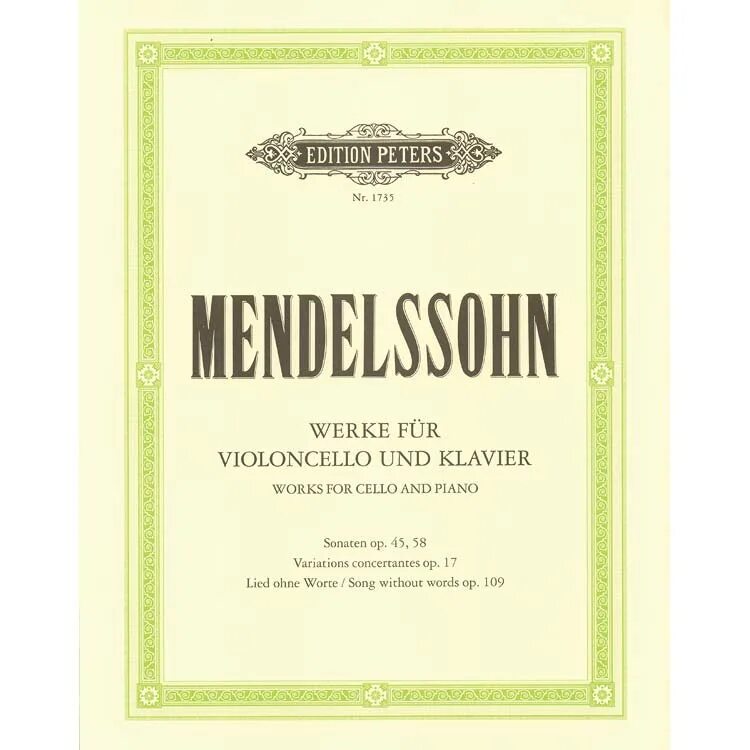 C f peters. Edition Peters. Edition Peters 8907. Felix Mendelssohn Bartholdy's Sammtliche Compositionen fur pianoforte solo.