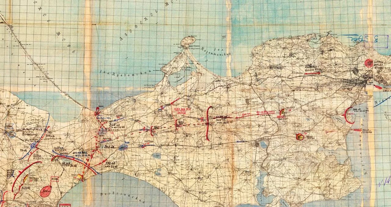 Карта Крыма 1941-1942. Крымский фронт 1942 карта. Крым 1942 карта. Карта Керчи 1942 года.