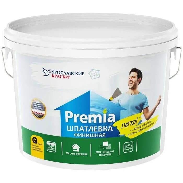 Шпатлевка финишная для внутренних работ. Шпатлевка premia универсальная. шпатлевка финишная ярославские краски premia. шпаклевка premia финишная. шпатлевка premia ярославские краски.