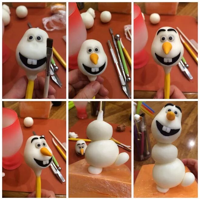 фигурки из пластилина снеговик олаф. олоф из мягкого пластилина. олаф из воздушного пластилина. как слепить олафа. снеговик олаф из пластилина.