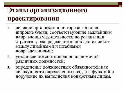 Виды организационного проектирования