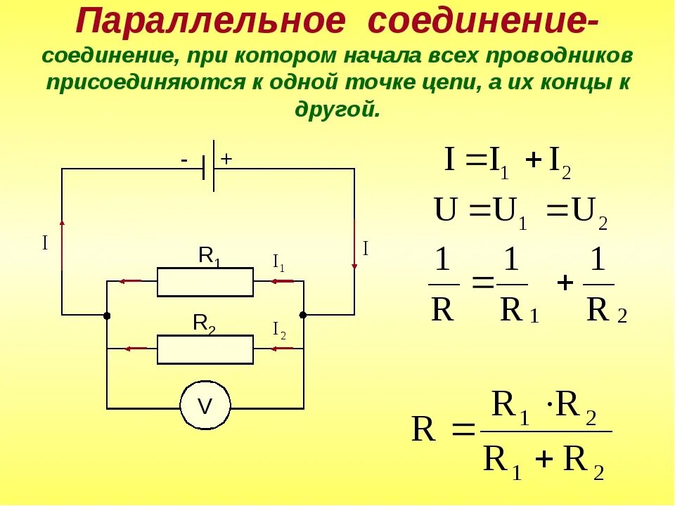 Схема участка цепи последовательного соединения. Параллельное соединение проводников. Напряжение при последовательном соединении проводников формула. Параллельное соединение проводников сопротивление формула. Формула сопротивления проводника при параллельном соединении.