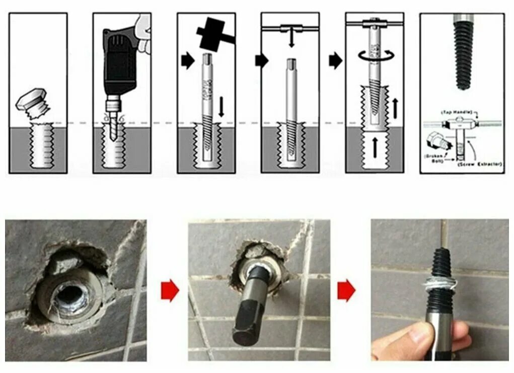 как высверлить болт не повредив резьбу. набор для извлечения заломанных болтов. сломанный болт. высверливание шпилек. экстрактор для выкручивания болтов с сорванными гранями на 17.
