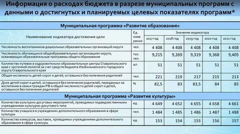 Цели и показатели муниципальных программ