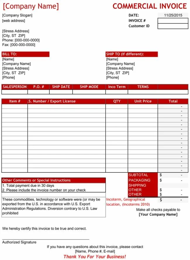 Invoice dated