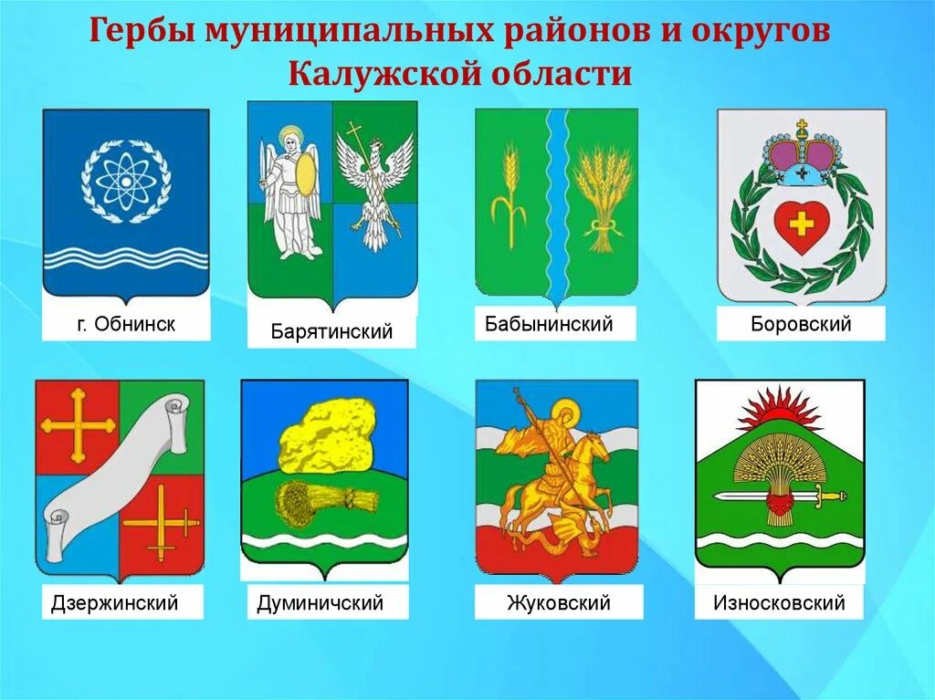 Гербы и символы городов россии. Герб и флаг Калужской области. Геральдика Калужской области. Гербы Калужской области и районов Калужской. Гербы городов Калужской области.