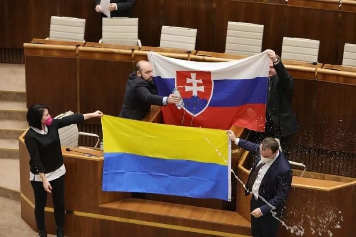 Кто победил на выборах в словакии. Парламент Словакии. Парламент Словакии флаг Украины. В Словакии облили украинский флаг. Депутат Словакии.