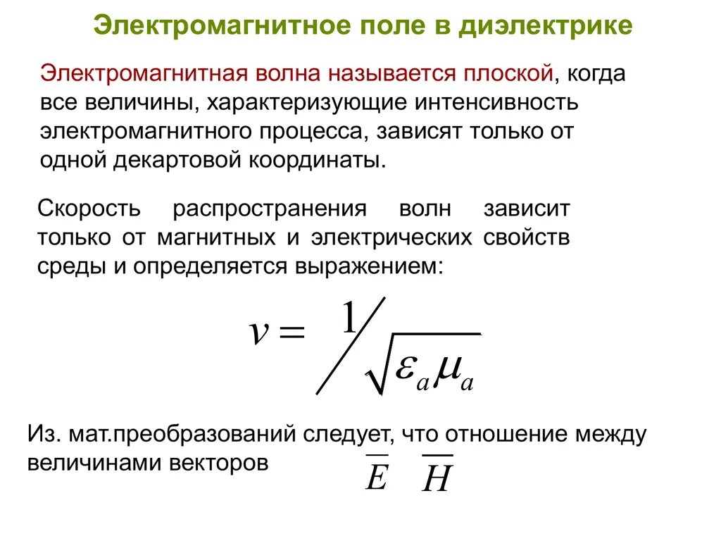 Электромагнитная волна и диэлектрики