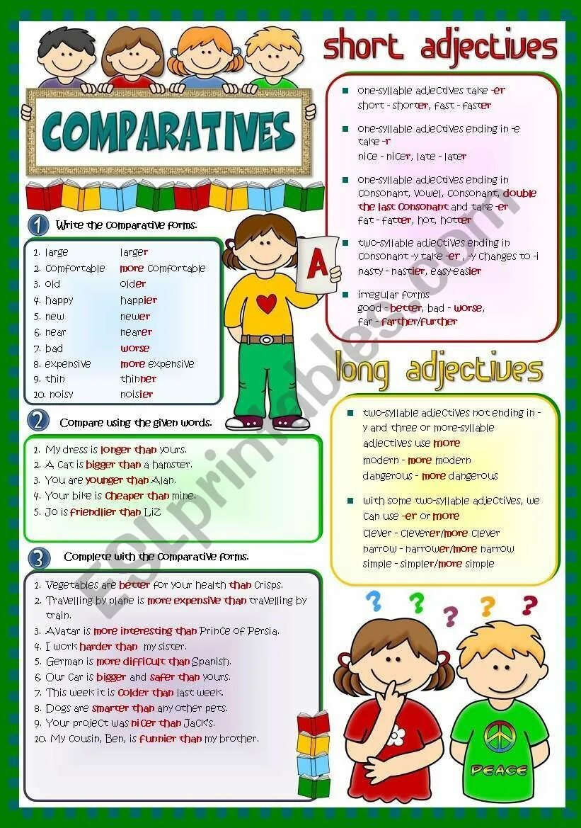 Short and long comparative adjectives