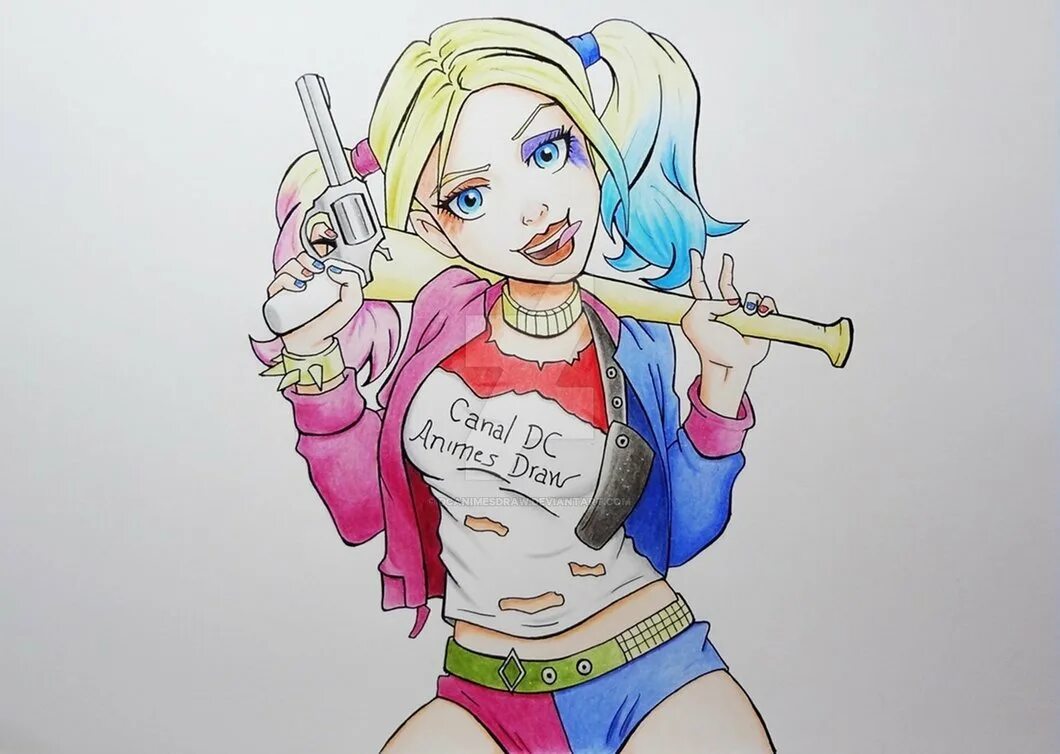 Девочка с битой рисунок. Харли Квин рисунок аниме. Harley Quinn для срисовки. Аниме Харли Квин эскиз. Аниме Харли Квин милая.