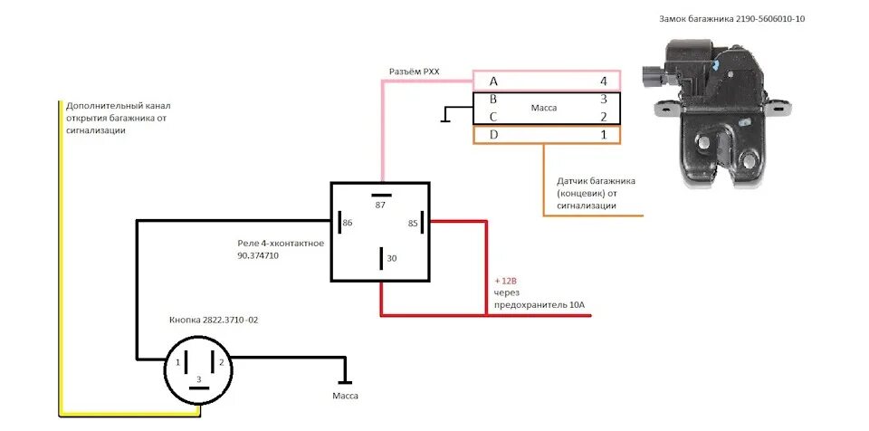 Схема подключения электрозамка багажника на гранту седан. Схема подключения электрозамка багажника Гранта. Схема привода замка багажника Гранта. Замок багажника ВАЗ 2190 седан.