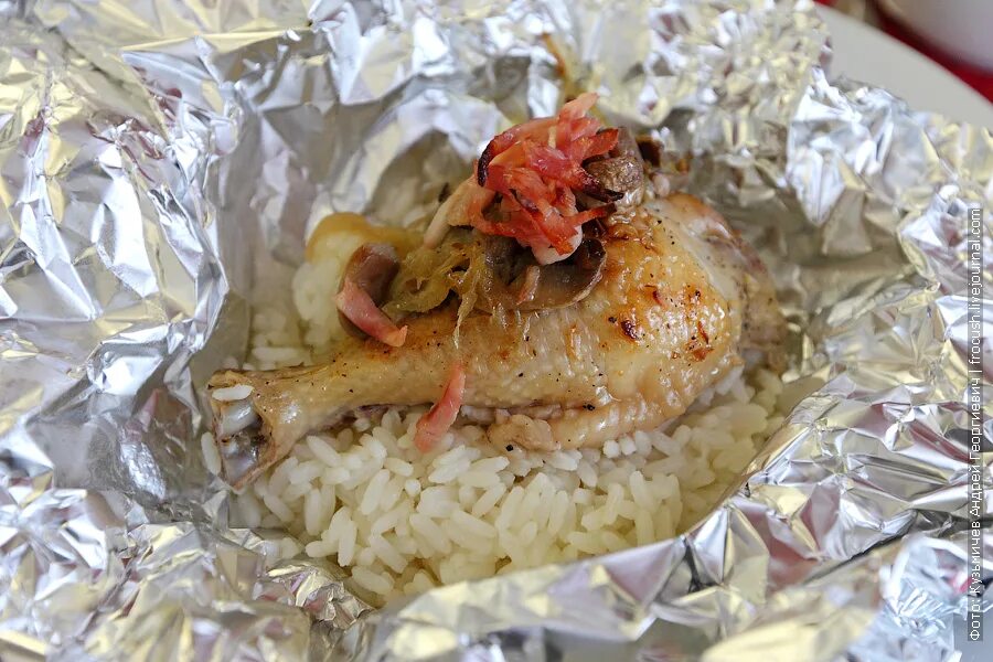 Капитанский ужин. Курица в Серебряном халатике с рисом рецепт.