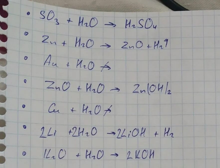 Закончите реакцию zn h2o