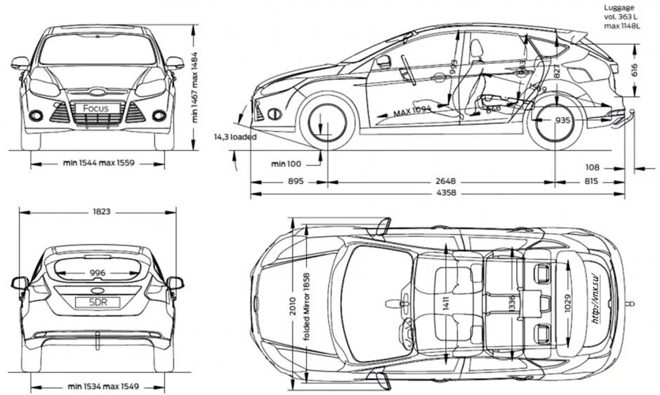 Ford Focus 3 хэтчбек габариты. Chevrolet Lacetti седан чертеж. Форд фокус 3 Размеры кузова. Габариты Форд фокус хэтчбек 2013. Фокус универсал габариты