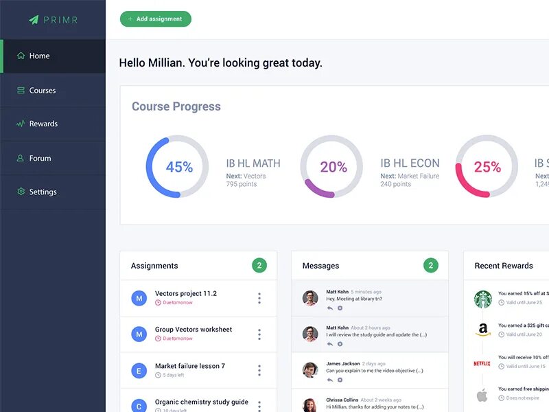 Student dashboard. Student dashboard