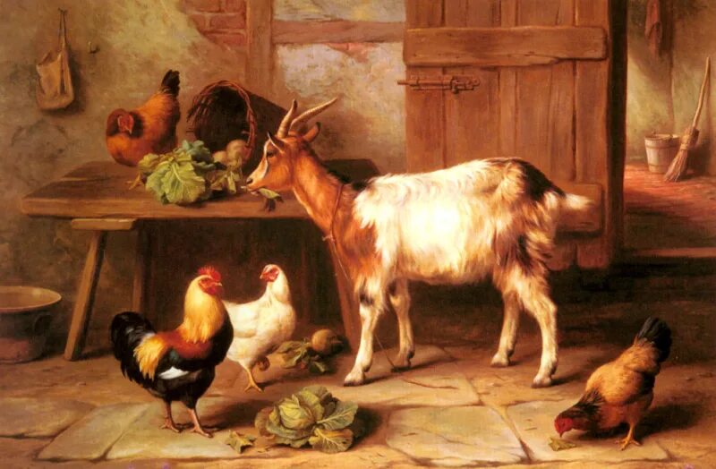 Лошади коровы и куры. (Edgar Hunt)(1876—1955).