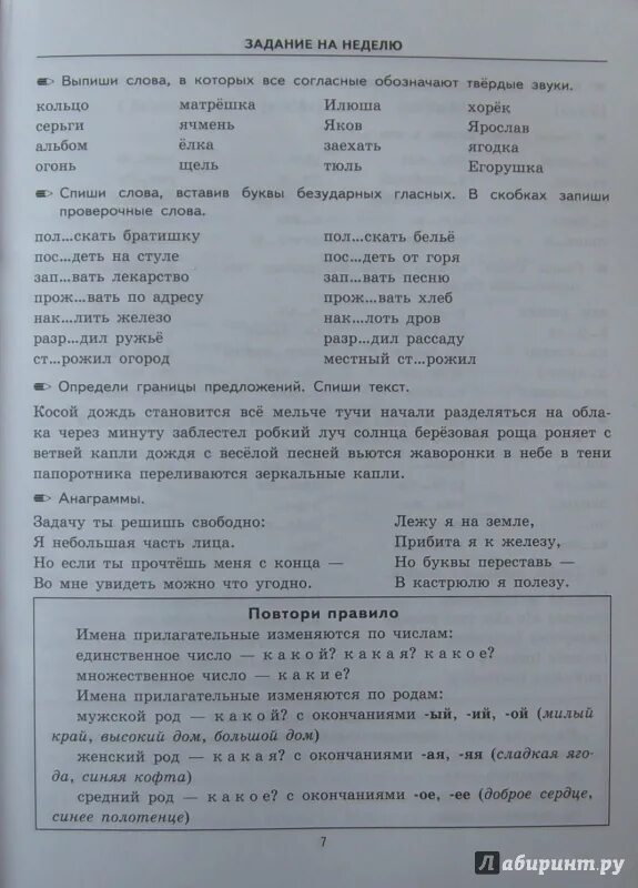 Задание по русскому языку повторение