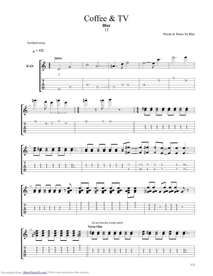 Blur song 2 аккорды