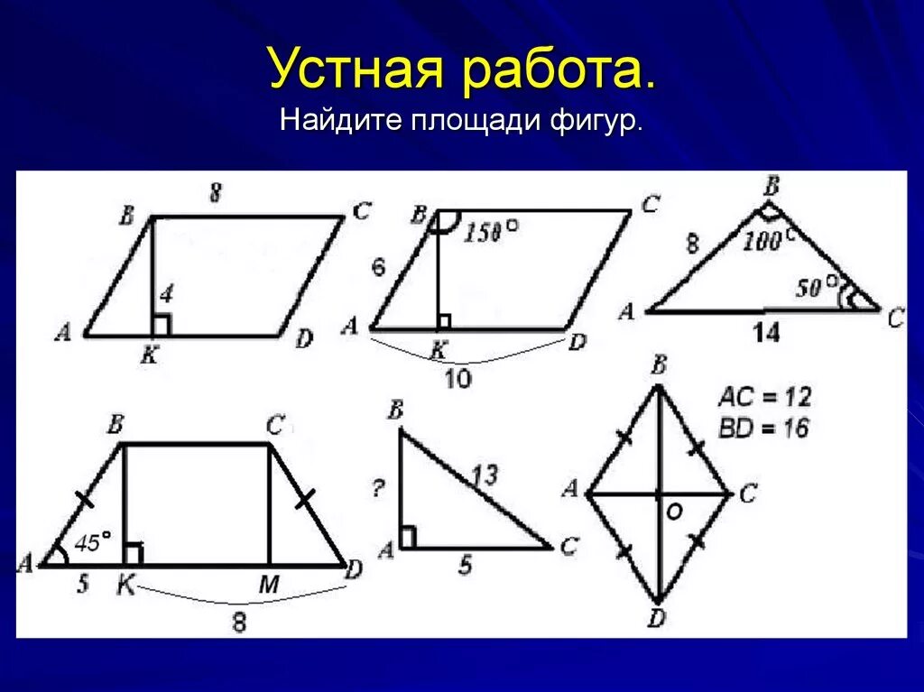 Площади фигур самостоятельная