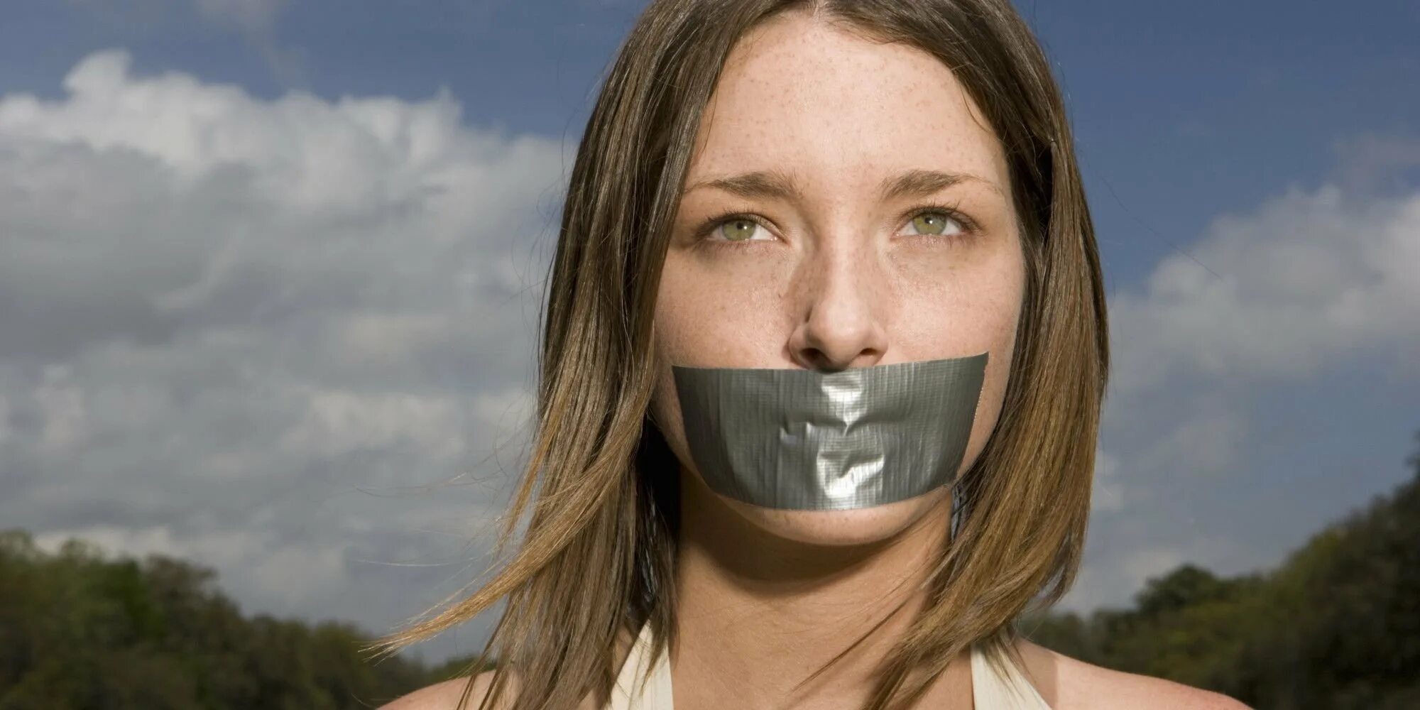 Duct tape gagged girl