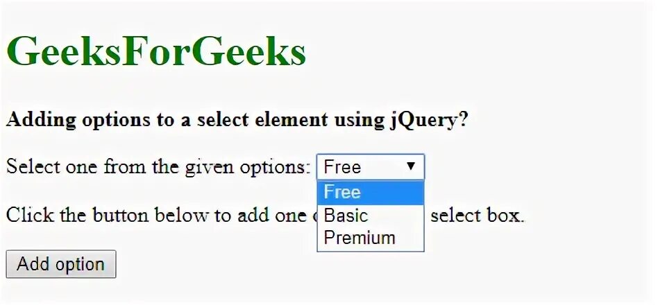 Jquery add. Select option. JQUERY find. Select button. How to get value of option of a select element React.