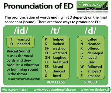 Pronunciation of ED in English.