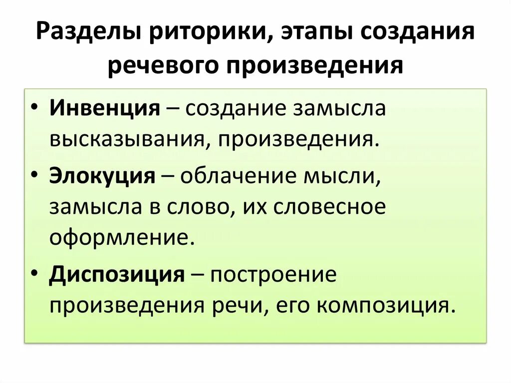 Приемы построения произведения. Построение речевого произведения. Разделы риторики. Этапы создания речевого произведения. Этапы построения речи.