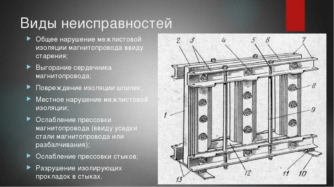 Вибрация трансформаторов. Магнитопровод силового трансформатора схема. неисправности силовых трансформаторов. основные неисправности трансформатора тока. дефекты силовых трансформаторов.