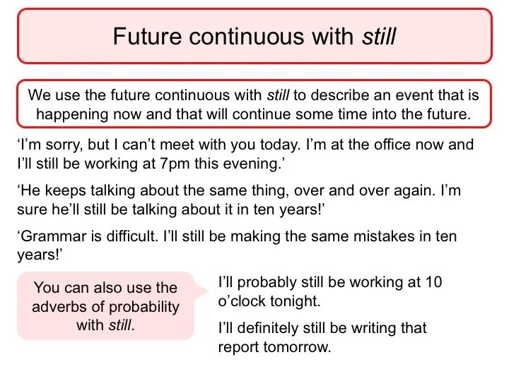 Future continuous make. Future Continuous. Adverb for Future Continuous.