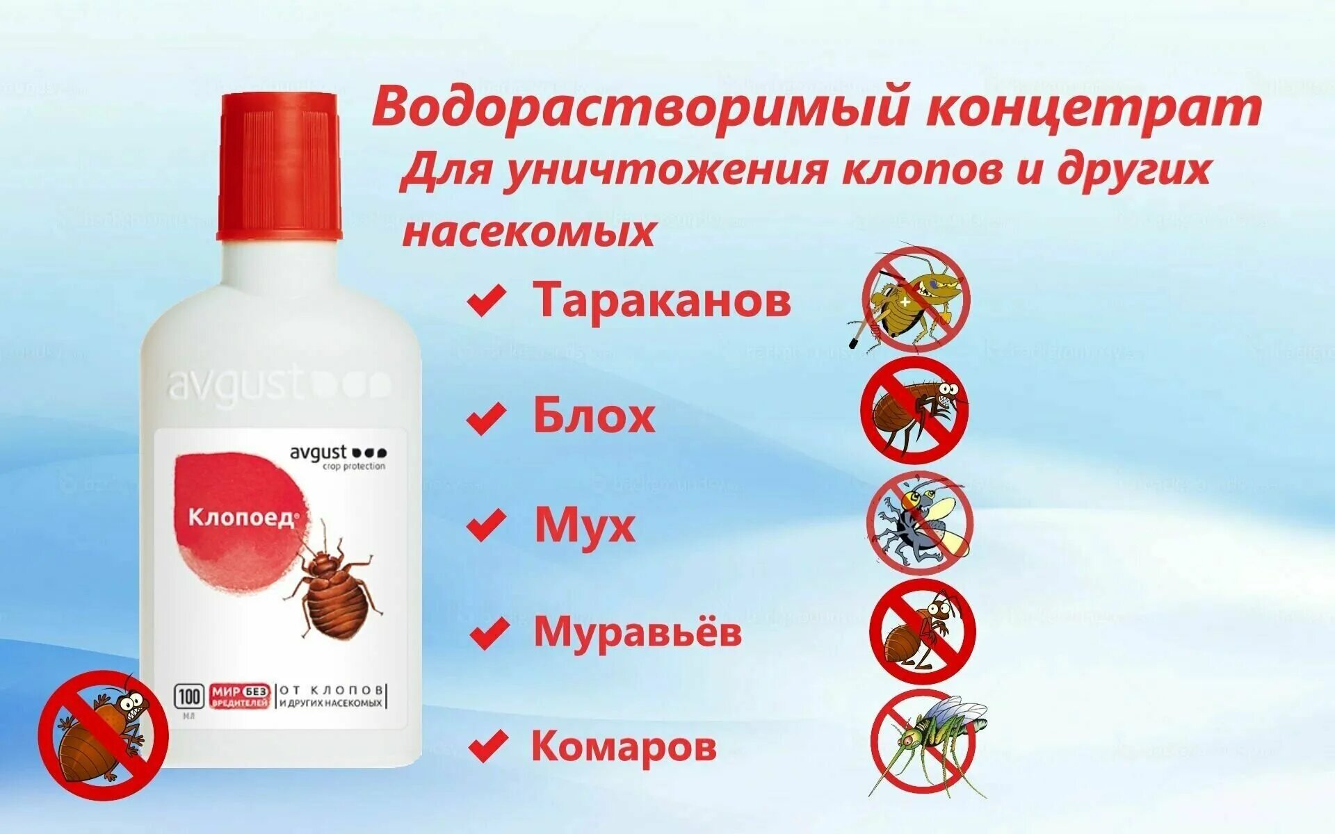 Avgust клопоед от клопов и других насекомых. Avgust клопоед от клопов и других насекомых