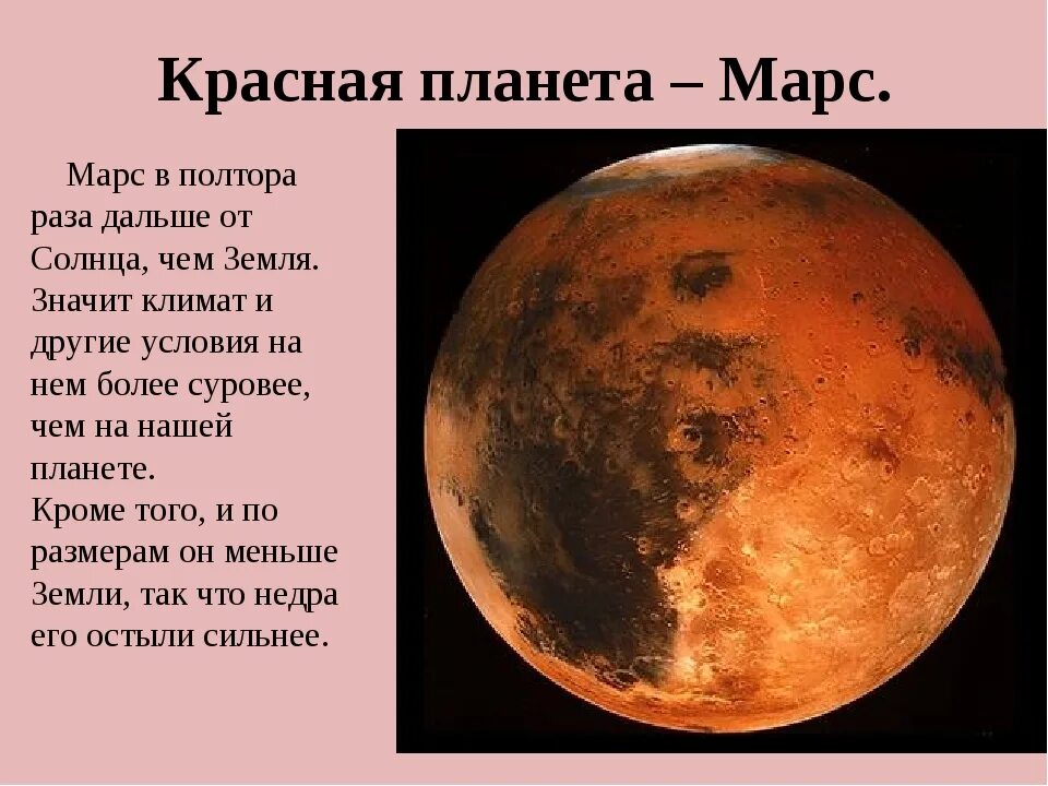 Как переводится марс. Про планету Марс для 5 класса. Планеты солнечной системы с описанием для детей Марс. Доклад о Марсе. Планета Марс описание.