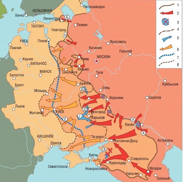 Какие продвижения на фронте. Карта восточного фронта второй мировой войны 1941. Карта восточного фронта второй мировой войны 1942. Коренной перелом во второй мировой войне карта.