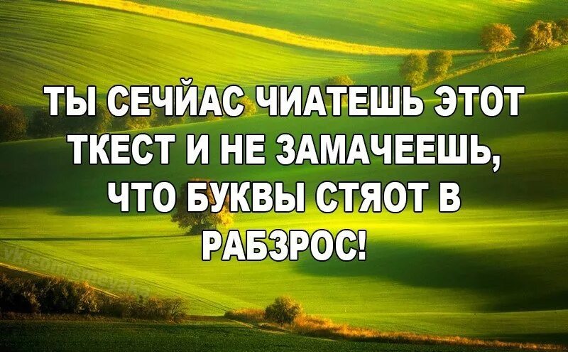 Что бы такое вам прочитать. Ты сейчас читаешь этот текст. ты читаешь это и не замечаешь что буквы стоят в разброс. что ты читаешь сейчас. если вы можете это прочитать.
