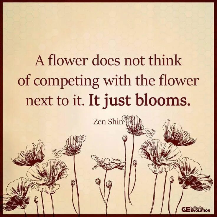 A Flower doesn't think of competing. Just Flowers. It цветы. Just Bloom.