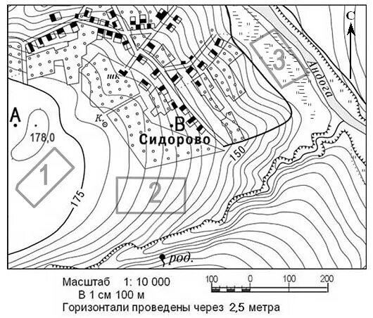 Азимут родника. Азимут по топографической карте. Определите Азимут от родника до колодца. Определить Азимут от точки а до колодца. Топографическая карта Андога.
