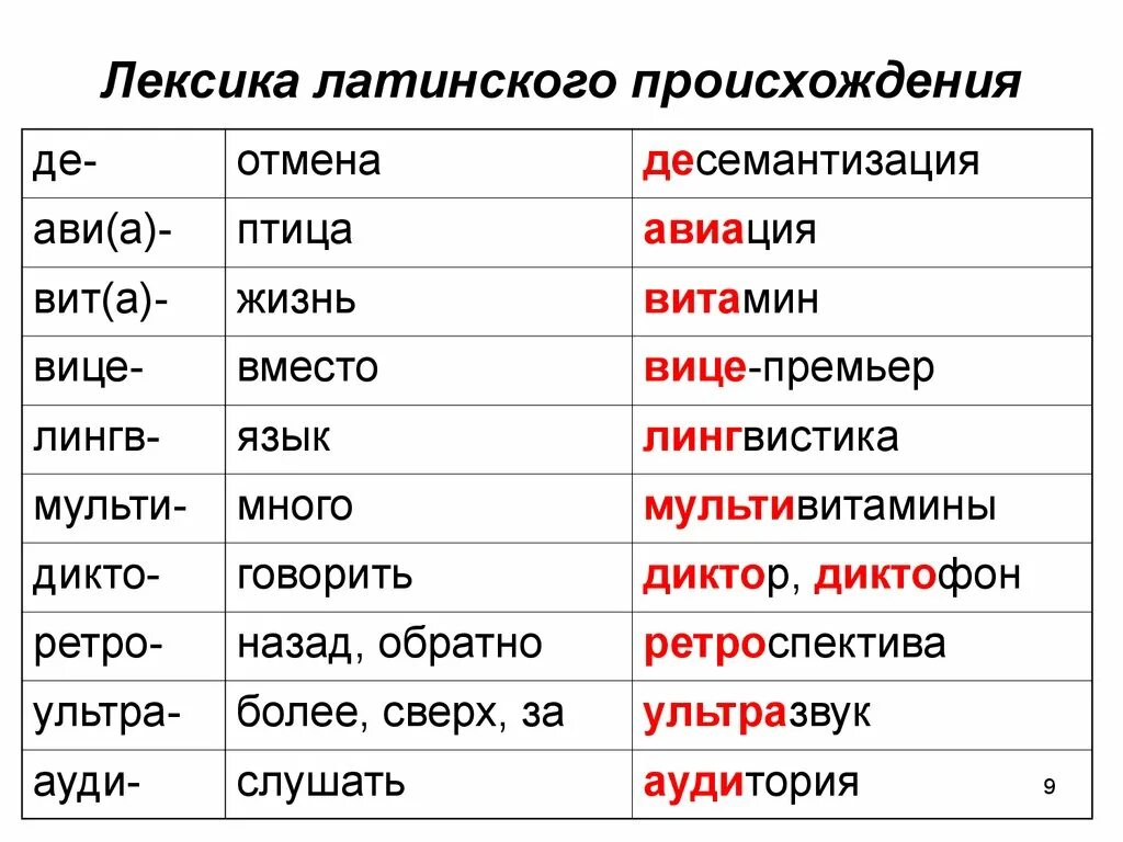 Лексика латинского происхождения. Русские слова латинского происхождения. Слова латинского происхождения в русском языке. Русские слова произошедшие от латинского.