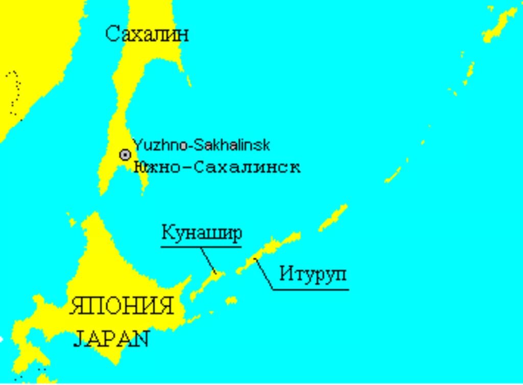 На карте буквами обозначены объекты курильские острова