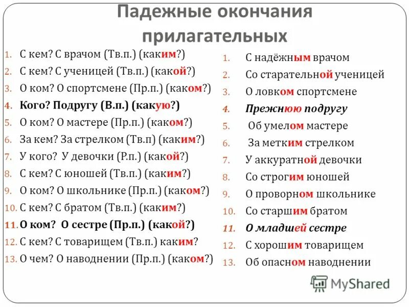 Есть прилагательные а и б