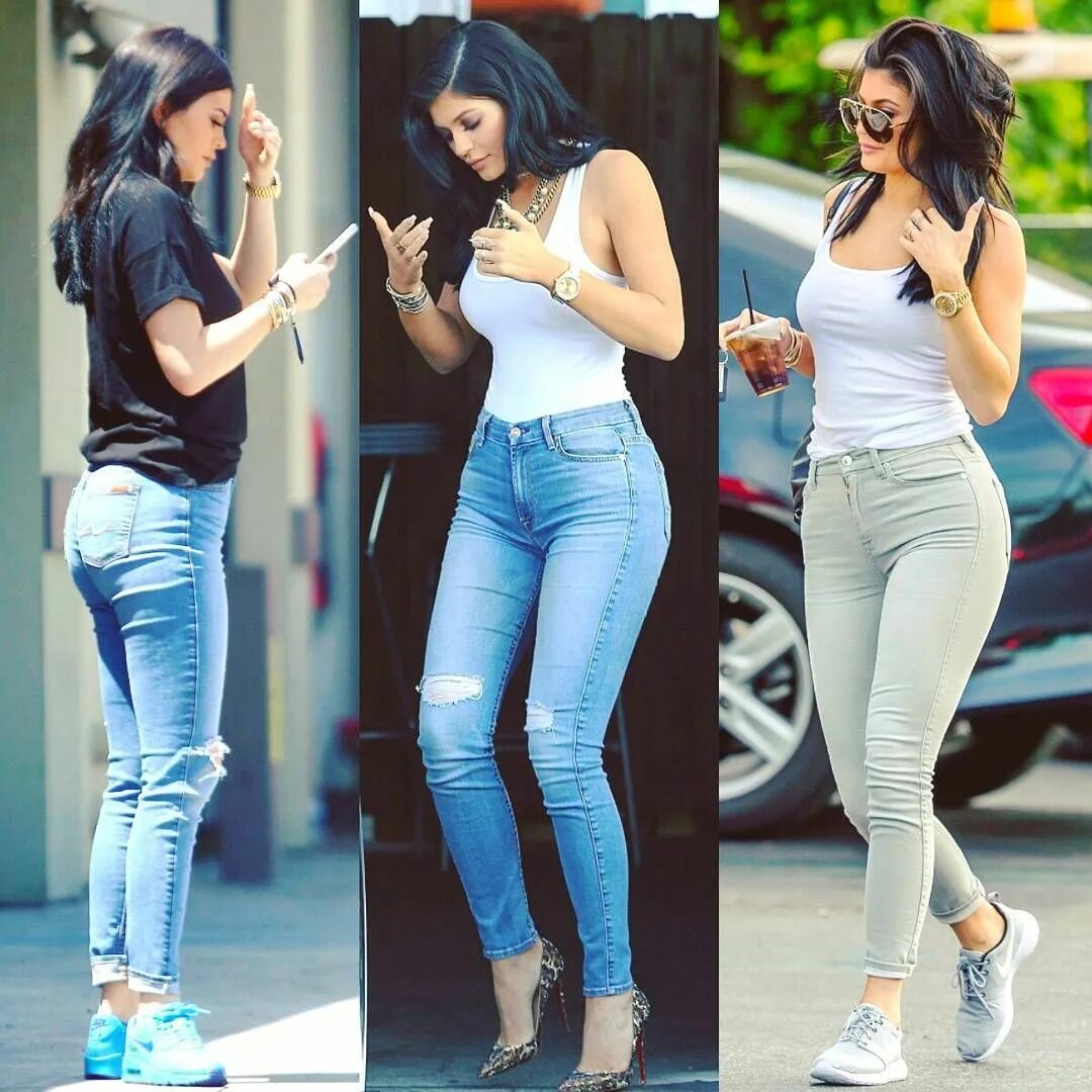 Kylie Jenner в джинсах. I like wearing jeans