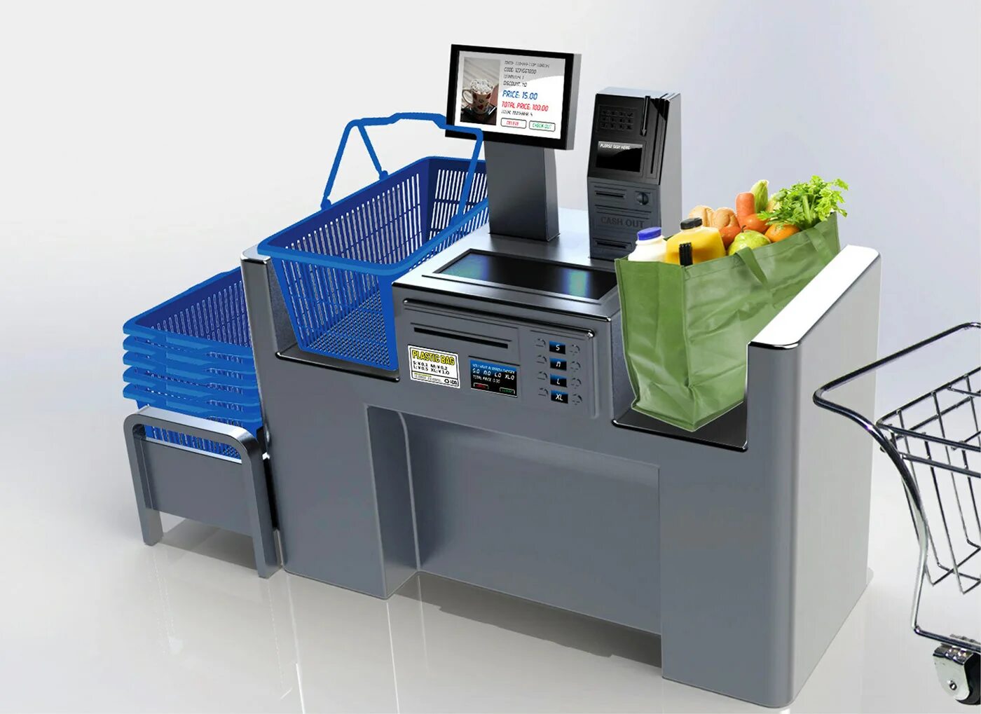 Self service Counter. Self-service till. Checkout Counter. Self-service checkout.