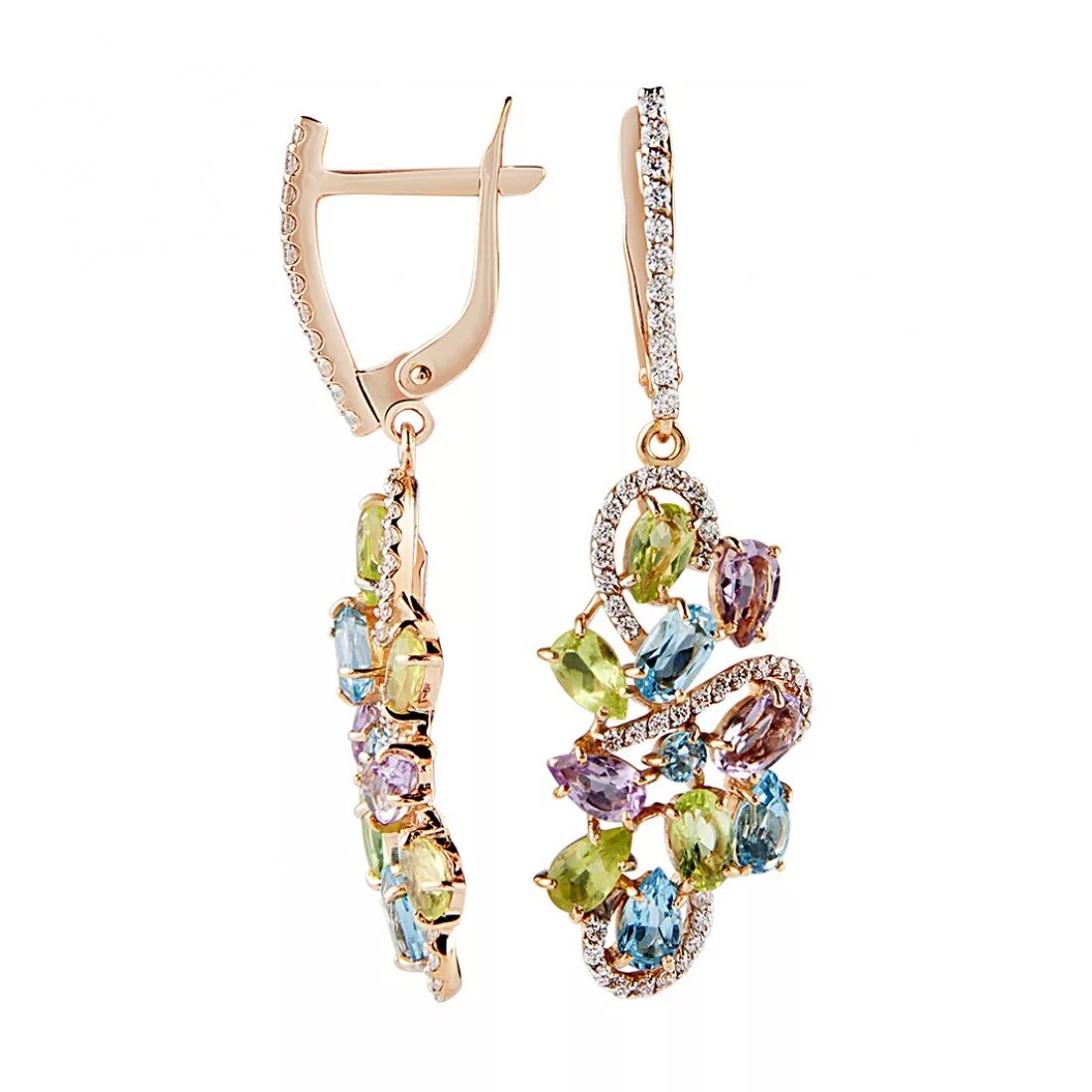 серьги с разными камнями. серьги с разными камнями. серьги из серебра (код 281724). серьги с радужным камнем. 726850 золотые серьги.