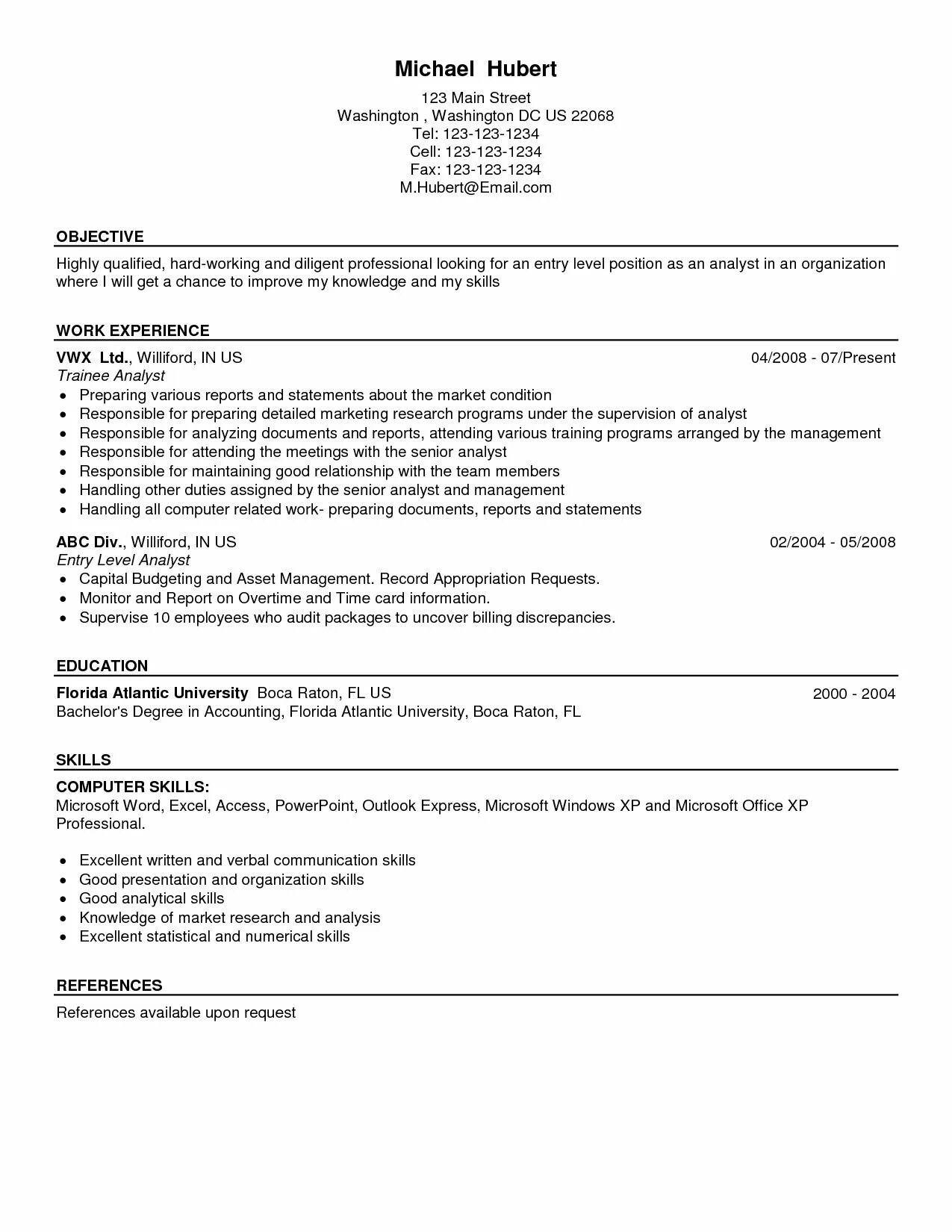 Financial Analyst Resume examples. Entry Level Finance. Entry level