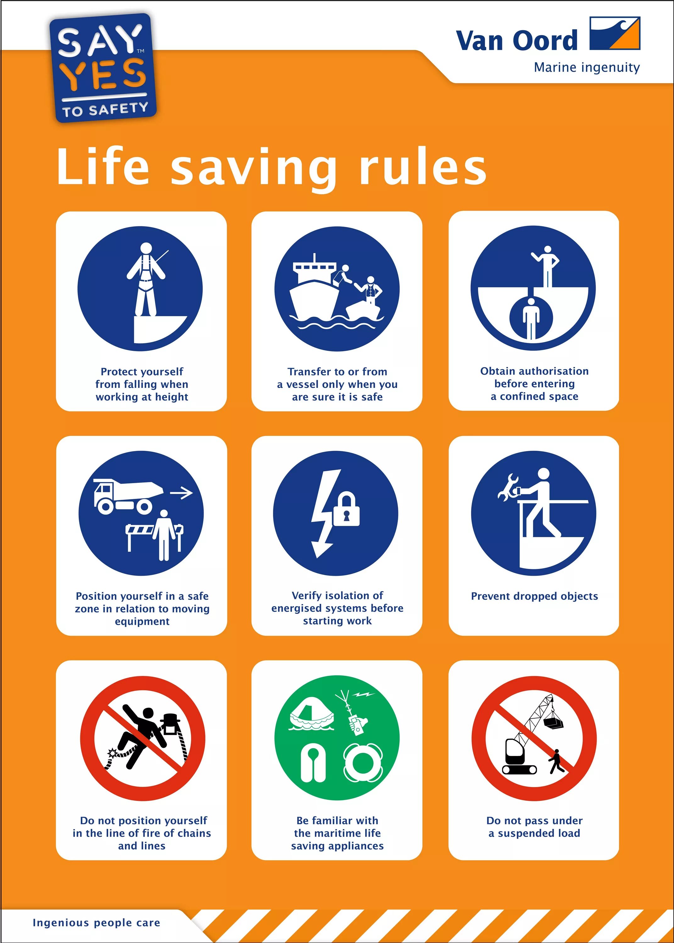 Life saving Rules. Safety poster. Life Safety Rules. Van Oord Marine ingenuity.
