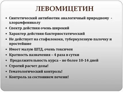 Левомицетин применение
